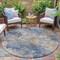 Homeroots 8' Denim Blue Beige And Charcoal Round Abstract Washable Indoor Outdoor Area Rug 630875 - alternate 2