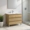 Homeroots 40" Oak Wood Freestanding Bathroom Vanity With White Sink And Three Drawers 624162 - alternate 3