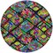 Homeroots 8' Black Yellow And Green Round Geometric Washable Indoor Outdoor Area Rug 609126 - alternate 5