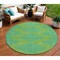 Homeroots 8' Green And Aqua Round Geometric Washable Indoor Outdoor Area Rug 598736 - alternate 1