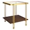 Homeroots 22" Brass And Clear Glass And Steel Square End Table With Shelf 544221 - alternate 3
