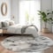 Homeroots 8' Gray And Charcoal Round Floral Washable Indoor Outdoor Area Rug 610982 - alternate 2