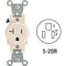 Leviton Outlet 20 amps 125 V Single Light Almond 5-20R Light Almond T5020-0TS - alternate 2