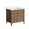 James Martin Vanities Brittany 36" Sgl Vanity, Pecan w/ Sgl Hole 3 CM White Zeus Silestone Top and Matching Backsplash 655-V36-PCN-1WZ - alternate 2