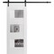 Vdomdoors Modern Barn Door Opaque Glass Sete 6999 White Silk with Mirror 6.6FT Rail Track Heavy Hardware Set SETE6999BD-B-WS-42 - alternate 1