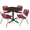 Regency Round Cain Breakroom Table W/ 4 M Stack Chairs, 36 in W, 36 in L, Neo Walnut TB36RNDNW47BY - alternate 1