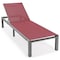 Leisuremod Marlin Patio Chaise Lounge Chair with Grey Aluminum Frame, Burgundy MLGR-77BRG - alternate 1