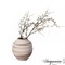 Uniquewise 9in Ceramic Stripe Vase Vintage Decorative Modern Farmhouse Piece for Home Centerpieces, White QI004793.RD - alternate 3