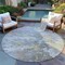 Homeroots 8' Gray Round Abstract Washable Indoor Outdoor Area Rug 607802 - alternate 4