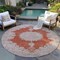 Homeroots 8' Rust And Beige Round Oriental Washable Indoor Outdoor Area Rug 597748 - alternate 2