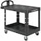 Rubbermaid Commercial Utility Cart with Deep Lipped & Flush Plastic Shelves, Plastic, 500 lb Load Capacity, 2 Shelves FG452500BLA - alternate 1
