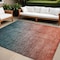 Homeroots 9' X 12' Gray and Red Orange Ombre Washable Non Skid Indoor Outdoor Area Rug 563734 - alternate 1