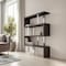 Homeroots 67" Espresso And Silver Metal and Wood Three Tier Etagere Bookcase 555011 - alternate 3