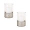 Homeroots Set of Two Clear and Silver Glass Geometric Tabletop Pillar Candle Holders, 2PK 516443 - alternate 1