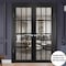 Sartodoors Solid French Double Doors, Felicia 3355 Matte Black with Clear Glass, Wood Solid Panel Frame Trims FELICIA3355DD-BLK-6084 - alternate 2
