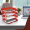Acrimet Facility 4 Tier Letter Tray Side Load Letter Size Desktop File Organizer Plastic Clear Red 256.7 - alternate 3
