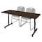Regency Kobe T-Base Training Seminar Table W/ 2 Zeng Stack Chairs, 60 in W, 24 in L, Neo Walnut MKTRCT6024NW44GY - alternate 1