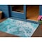 Homeroots 3' X 5' Teal Blue And Ivory Abstract Washable Indoor Outdoor Area Rug 618322 - alternate 1