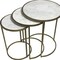 Homeroots Set of Three White and Antiqued Gold Marble and Iron Round Frame Nested Tables 632714 - alternate 4