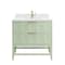 James Martin Vanities Emmeline 36'' Single Vanity, Pistachio w/ Single Hole 3 CM White Zeus Top & Backsplash D100-V36-PST-1WZ - alternate 1