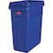 Rubbermaid Commercial Slim Jim 16 gal Rectangular Slim-Profile Plastic Can, Blue, None, Plastic, 11 in 1971257 - alternate 1