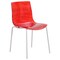 Leisuremod Astor Plastic Dining Chair with White Steel Base Water Ripple Design in Transparent Red ACW-20TR - alternate 1
