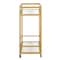 Homeroots Brass Steel And Glass Rolling Bar Cart 530453 - alternate 4