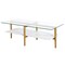 Homeroots 47" White And Gold Glass And Steel Coffee Table With Shelf 521622 - alternate 3