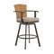 Armen Living Hazel Outdoor Patio Swivel Counter Stool in Aluminum with Teak Wood and Brown Cushion LCHABABRN26 - alternate 1