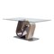 Homeroots 71" Clear Brown Silver Glass And Stainless Steel and Manufactured Wood Pedestal Base Dining Table 383827 - alternate 1