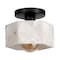 Jonathan Y Tessa 8" 1-Light Modern Contemporary Alabaster/Iron Hexagonal LED Semi Flush Mount, White Marbling/Bl JYL1204B - alternate 6