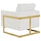 Leisuremod Lincoln Boucle Fabric Armchair with Gold Stainless Steel Frame & Removable Back Cushion, White LA31-B-W - alternate 3