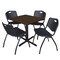 Regency Square Cain Breakroom Table W/ 4 M Stack Chairs, 30 in W, 30 in L, Neo Walnut TB3030NW47BK - alternate 1
