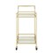 Homeroots 33" Gold And White Iron and Glass Rolling Bar Cart 551672 - alternate 2