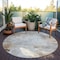 Homeroots 8' Linen Gray And Ivory Round Abstract Washable Indoor Outdoor Area Rug 616870 - alternate 3