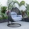 Leisuremod Mendoza Charcoal Wicker Hanging 2 person Egg Swing Chair with Charcoal Cushions MSCCH-53CBU - alternate 3