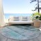 Homeroots 8' Round Teal Round Ombre Washable Non Skid Indoor Outdoor Area Rug 563687 - alternate 3