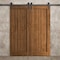 Sartodoors Modern Double Barn Door 64 x 96 inches, Ego 5006 Cognac Oak Veneer, 13FT Rail Track Set, Solid Pa EGO5006DB-DKO-6496 - alternate 2