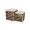 Homeroots Set Of 2 Square Brown Linen Fabric And Wood Slats Storage Benches 379837 - alternate 3