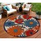 Homeroots 10' Ivory Blue And Orange Round Floral Indoor Outdoor Area Rug 545041 - alternate 3