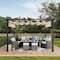Sunjoy 12 ft. x 9 ft. Black Steel Classic Pergola with Adjustable Beige Shade A106005600 - alternate 1
