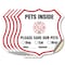 Signmission Pets Inside Shield Sign Alert Please Sav, 4 inch X 4 inch, Vinyl Decal, 5PK SHI-D-5PACK-4-429 - alternate 1