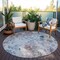 Homeroots 8' Navy Blue And Sky Blue Round Floral Washable Indoor Outdoor Area Rug 583102 - alternate 2