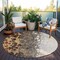 Homeroots 8' Ivory Gray And Gold Round Abstract Washable Indoor Outdoor Area Rug 582526 - alternate 3