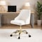 Homeroots White and Gold Faux Leather Adjustable Height Swivel Rolling Office Chair 554024 - alternate 3