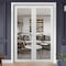 Sartodoors Slab Barn Door Panel Clear Glass, Lucia 2266 White Silk and Aluminum Strips, Sturdy Finished Doors LUCIA2266S-WS-36 x 80 - alternate 2