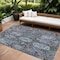 Homeroots 10' X 14' Chocolate And Aqua Damask Washable Indoor Outdoor Area Rug 603736 - alternate 1