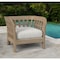 Homeroots 32" Light Brown Solid Wood Outdoor Arm Chair with Ivory Cushion 527083 - alternate 1