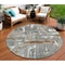 Homeroots 8' Gray Copper And Mint Green Round Geometric Washable Indoor Outdoor Area Rug 589388 - alternate 1