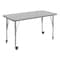 Flash Furniture Commercial Adjustable Height Rectangular Activity Table - Locking Casters-Gray XU-A2448-REC-GRY-T-P-CAS-GG - alternate 1